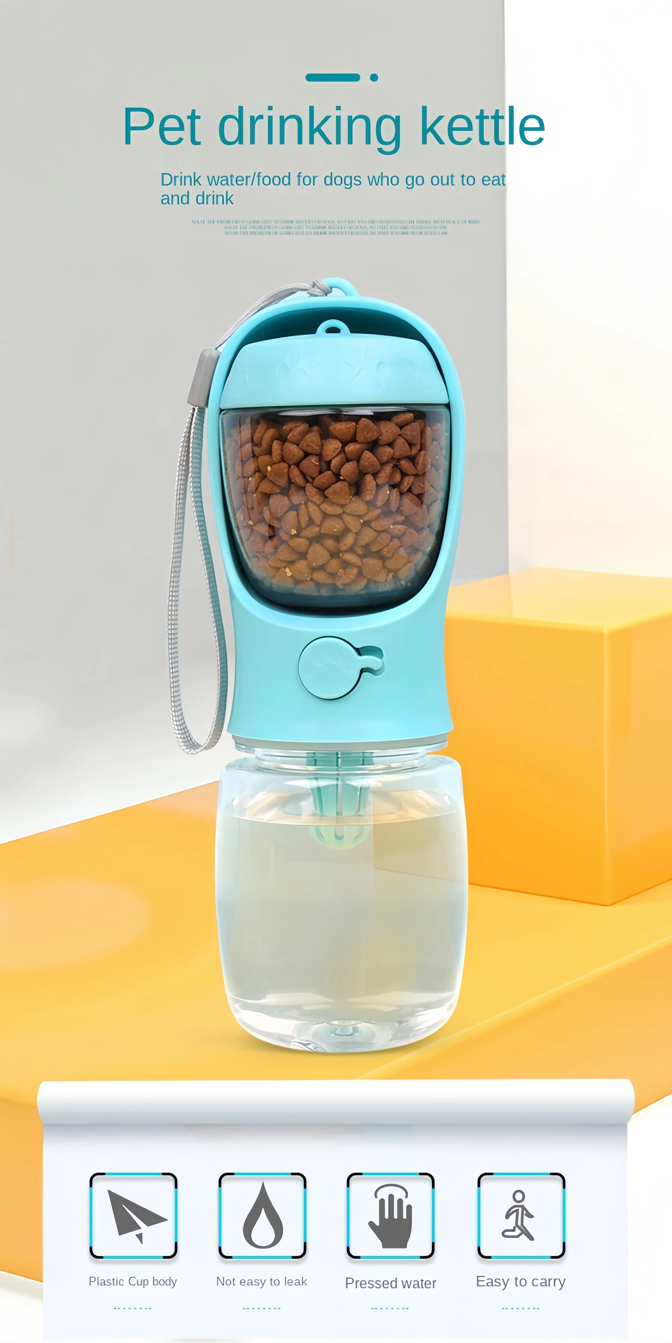 Portable Dog Cat Water Bottle with Storage Food