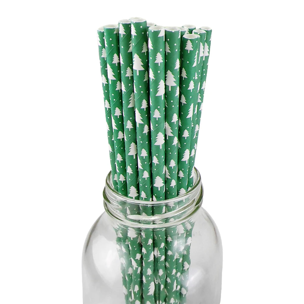 Christmas Paper Straws Biodegradable Xmas Designs