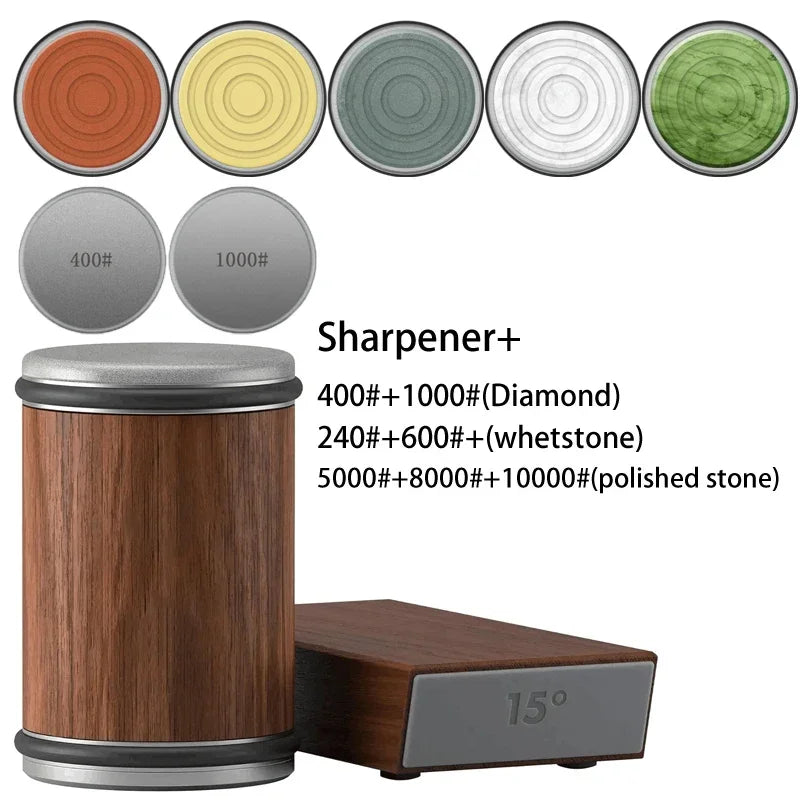 Rolling Knife Sharpener with Magnetic Holder & Diamond Sharpening Stone
