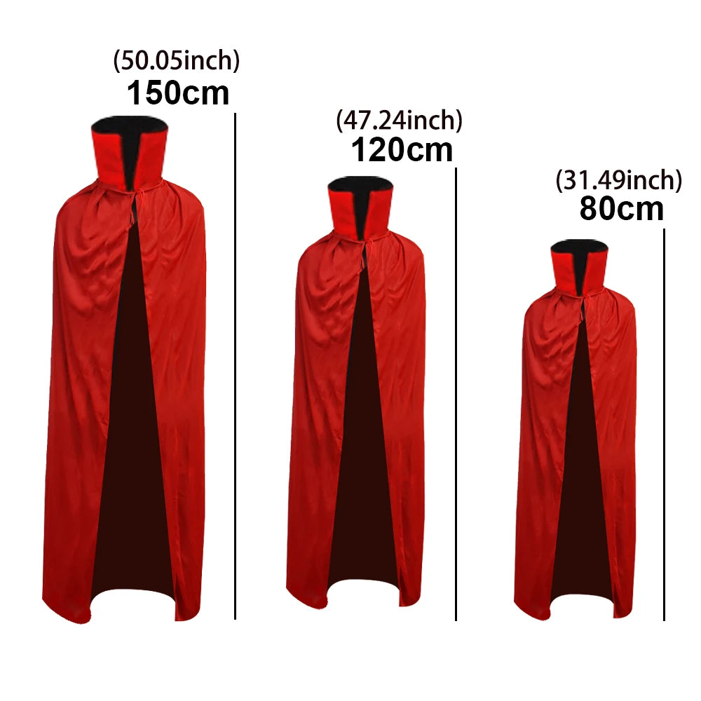 Black and Red Reversible Stand Collar Vampire Cape