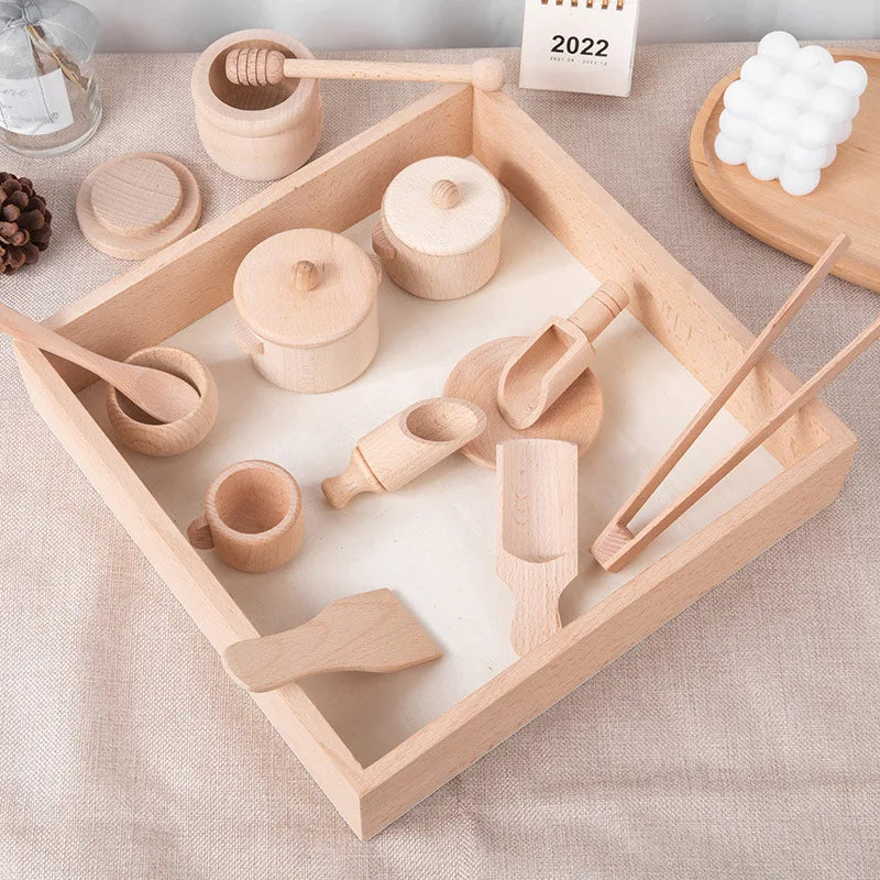 Wooden Simulated Kitchen & Tea Set