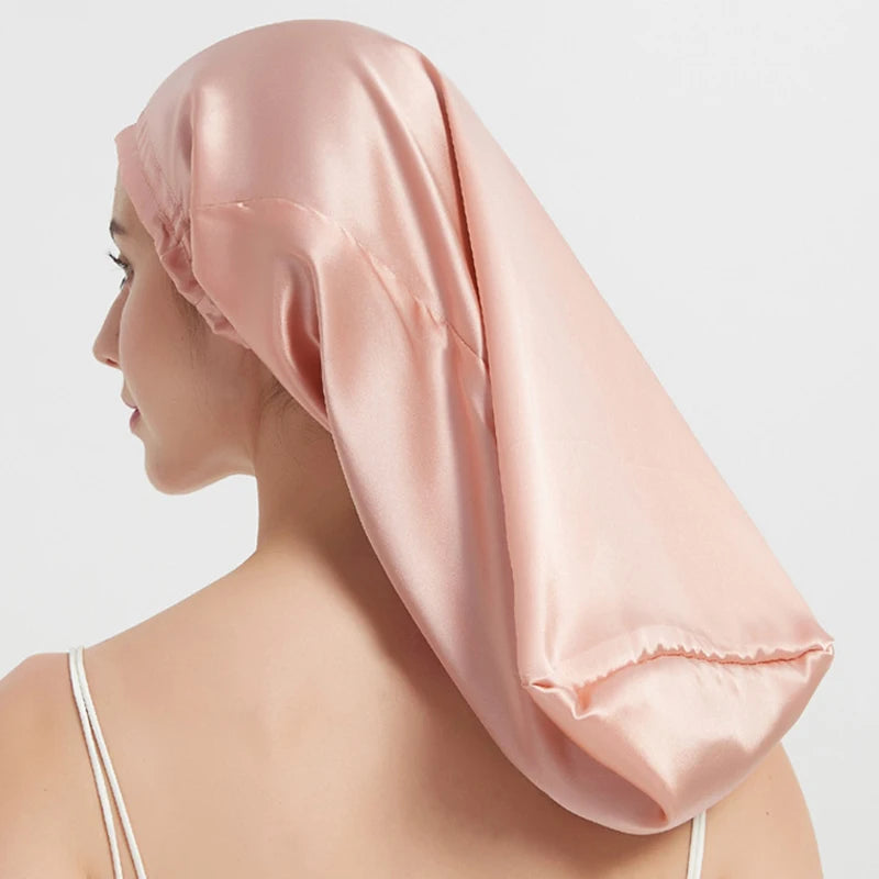 Silk Long Hair Wrap Bonnet  Night Sleeping Cap