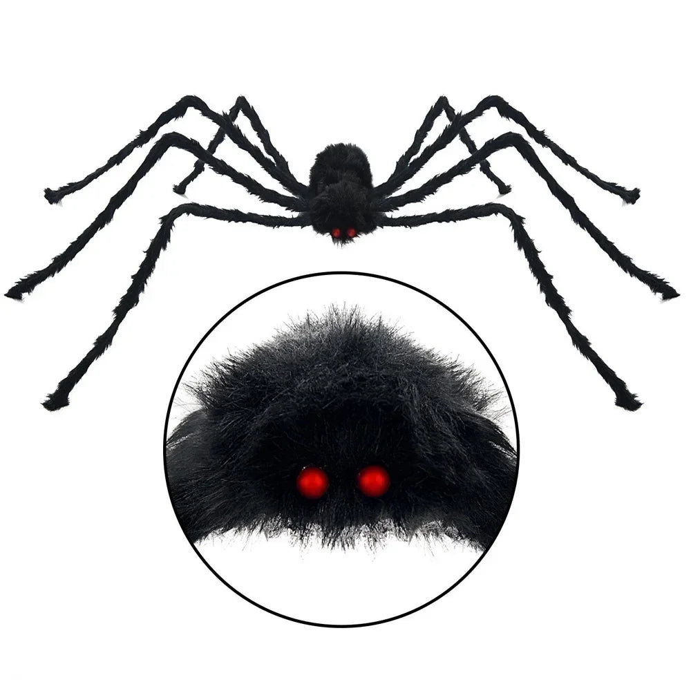 Halloween Giant Black Plush Spider Decoration