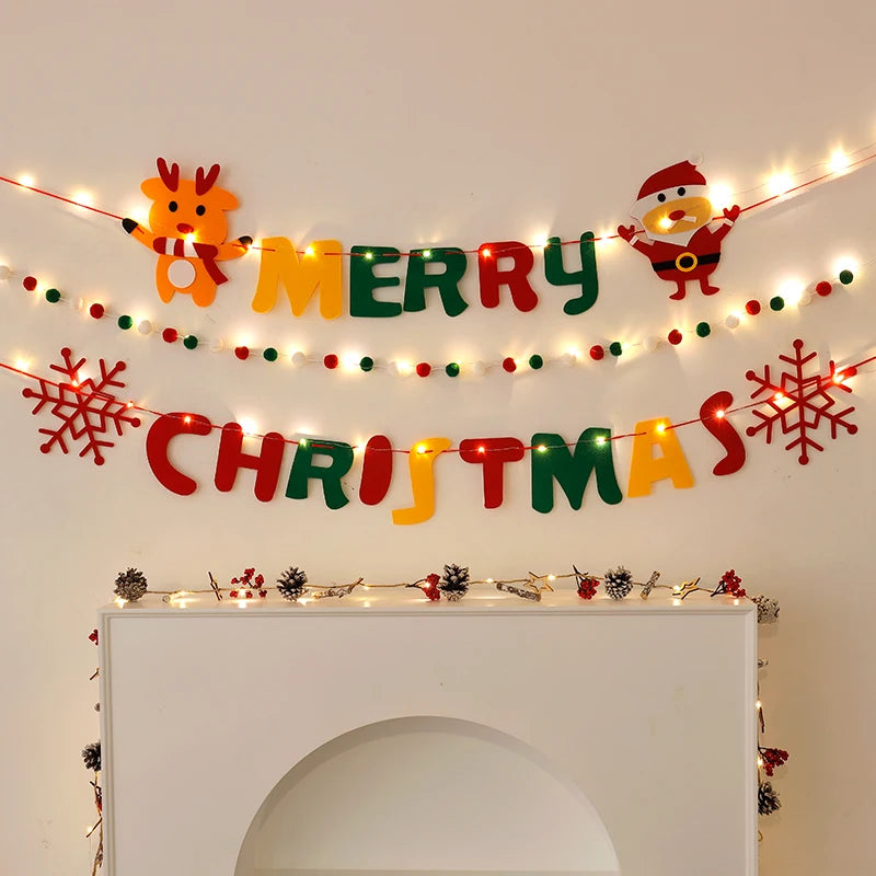 DIY Handmade LED String Light Christmas Banner