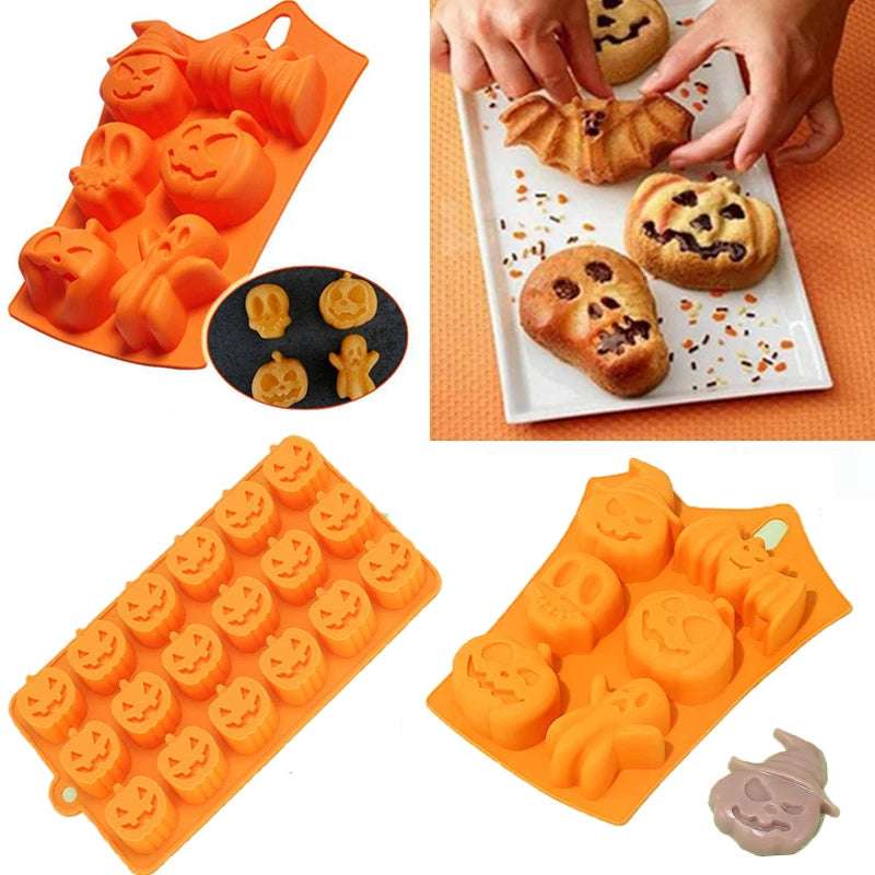 Pumpkin Halloween Silicone Mold for Cake, Biscuit, Candy Baking