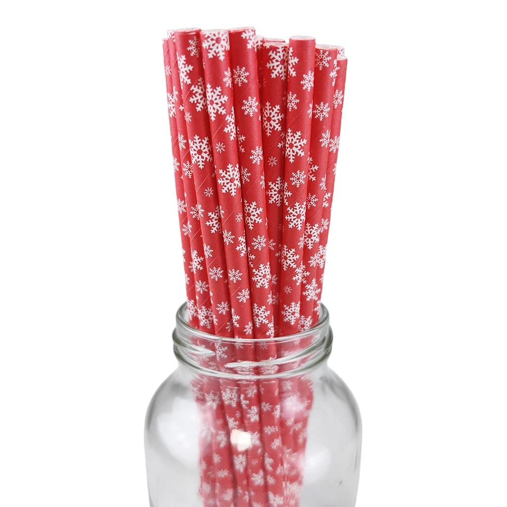 Christmas Paper Straws Biodegradable Xmas Designs