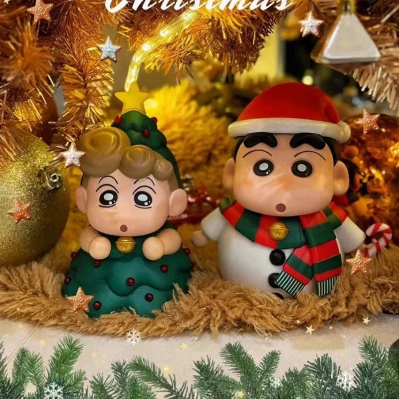 Shinnosuke & Himawari Christmas Crayon Shin-chan PVC Action Figures