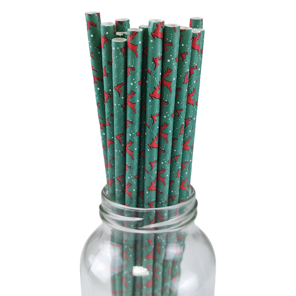 Christmas Paper Straws Biodegradable Xmas Designs