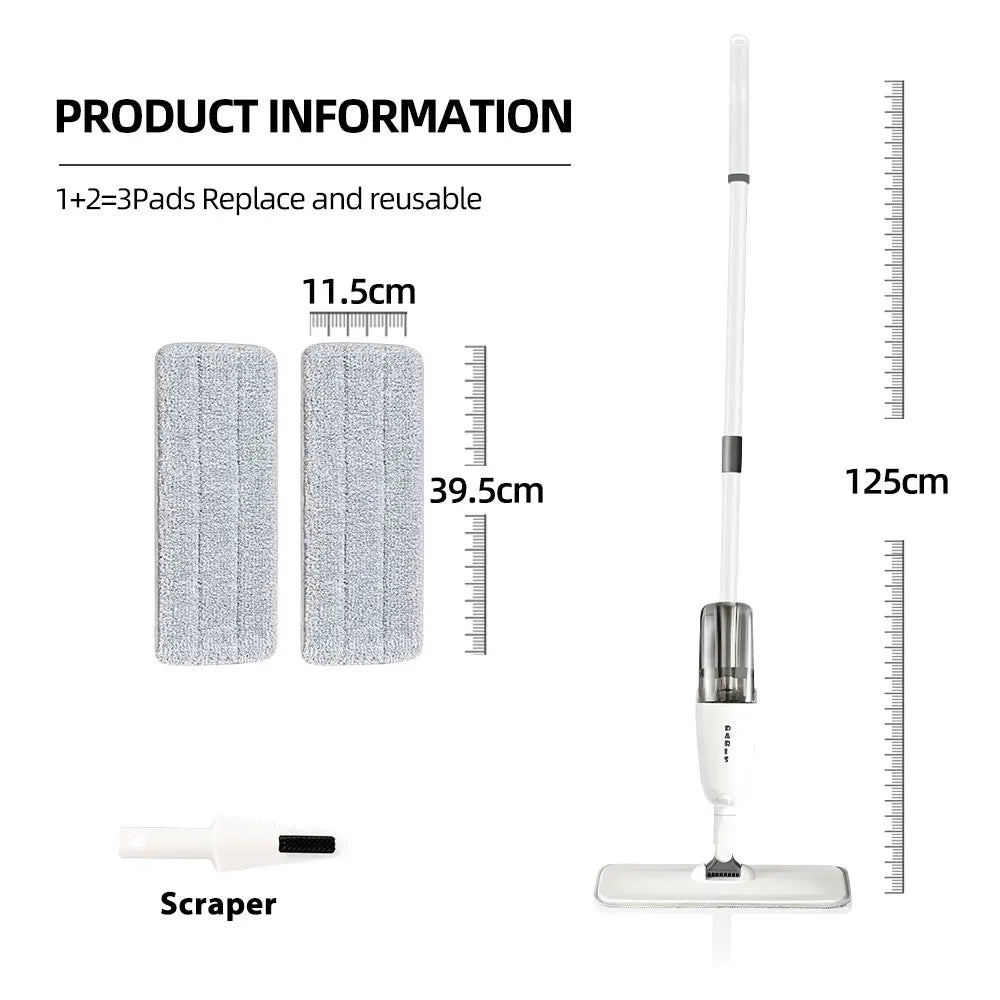 Spray Flat Mop 360° Rotating Floor Cleaner with Reusable Microfiber Pads