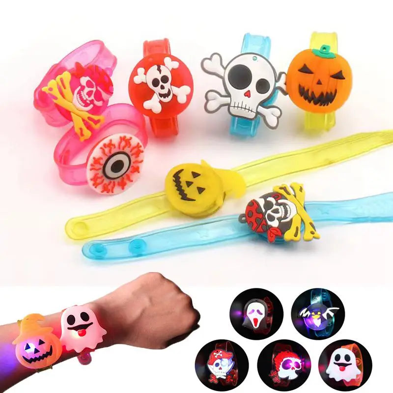 5/10/20pcs Glowing Halloween Bracelets Rings Children Toys Props Halloween Party Decoration Treat Kids Party Gift Pinata Fillers