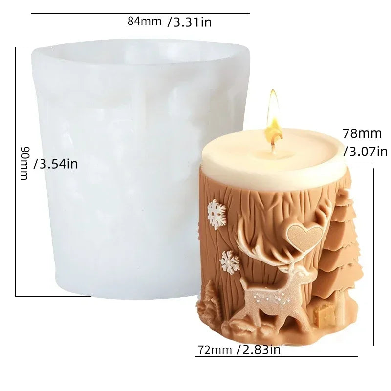 3D Christmas Tree & Elk Silicone Candle Mold