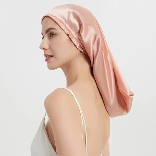 Silk Long Hair Wrap Bonnet  Night Sleeping Cap