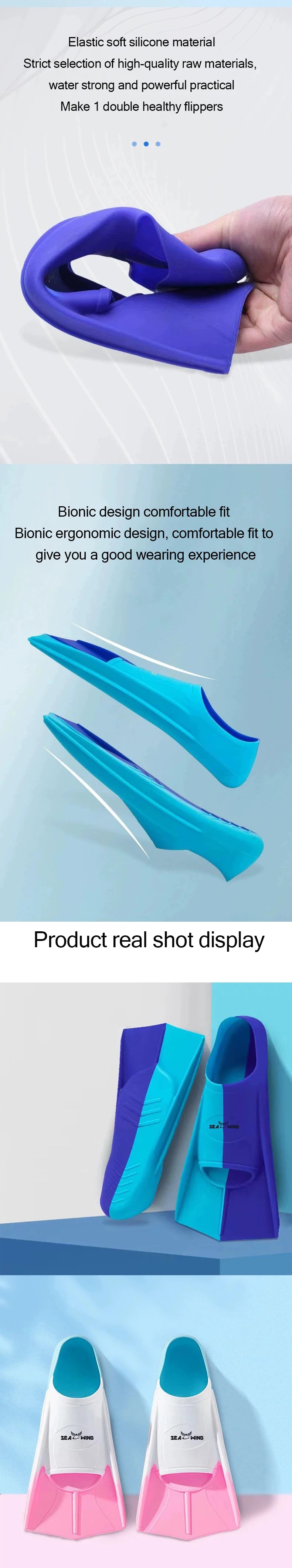 Swimming Training Fins Anti-Slip Wrapped Foot Design for Diving