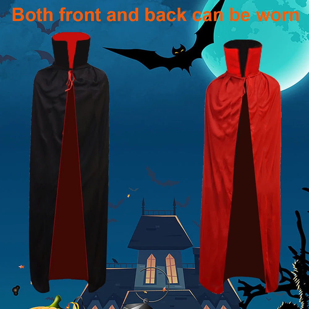 Black and Red Reversible Stand Collar Vampire Cape