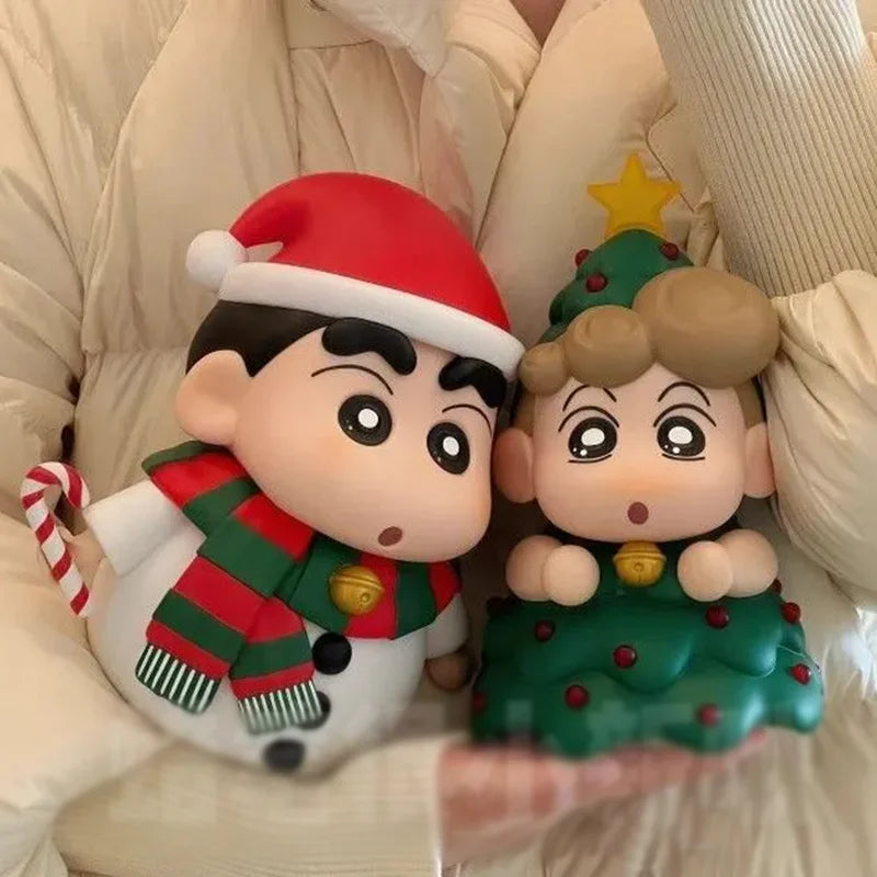 Shinnosuke & Himawari Christmas Crayon Shin-chan PVC Action Figures