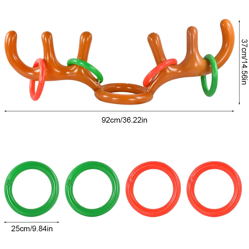 Christmas Inflatable Reindeer Antler Hat Ring Toss Game