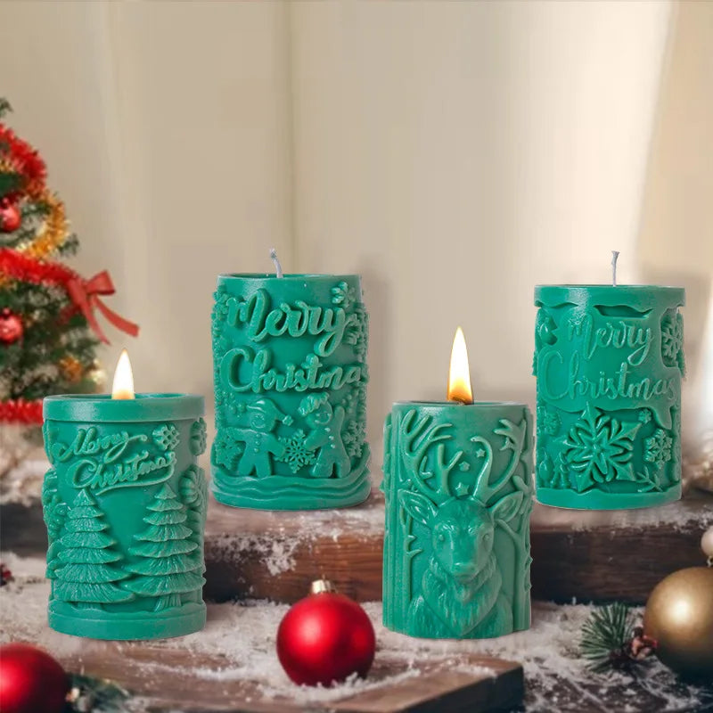 3D Christmas Tree & Elk Silicone Candle Mold