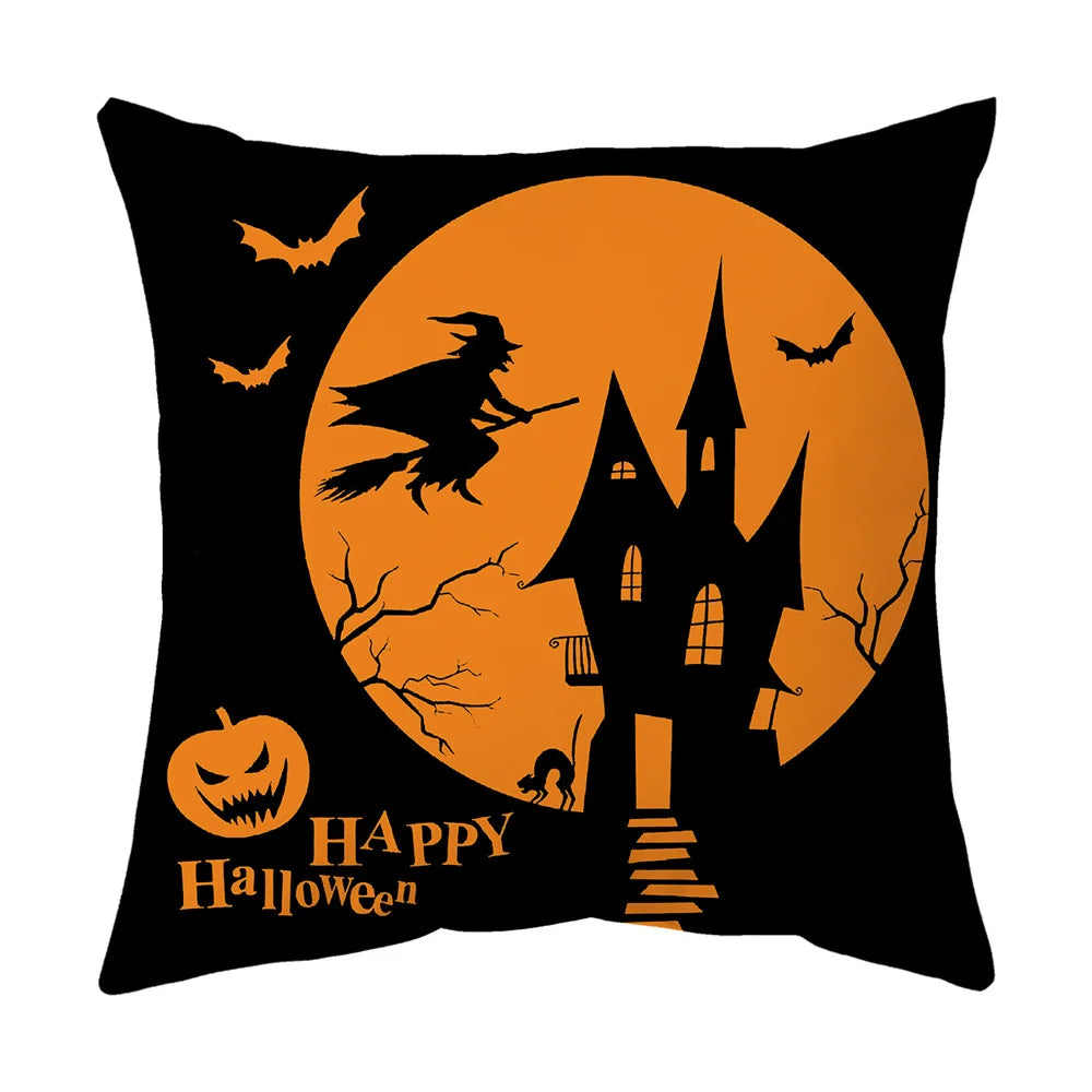 Halloween Horror Castle Spider Web Cushion Cover