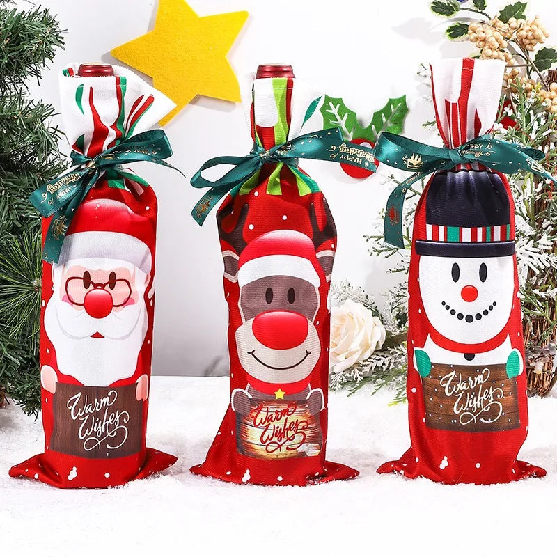 Christmas Santa Knitted Wine Bottle Case