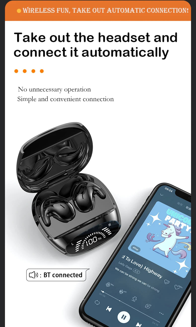 SK Ultra-Thin Sleep Headphones Bluetooth 5.3 Waterproof Earbuds