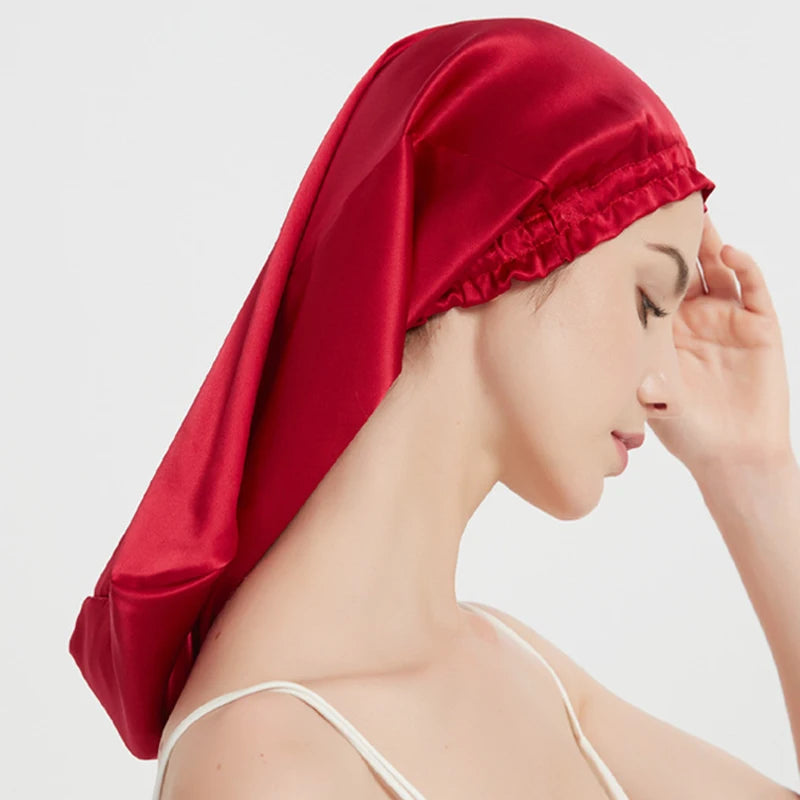Silk Long Hair Wrap Bonnet  Night Sleeping Cap