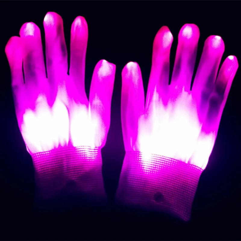 Colorful LED Skull Gloves