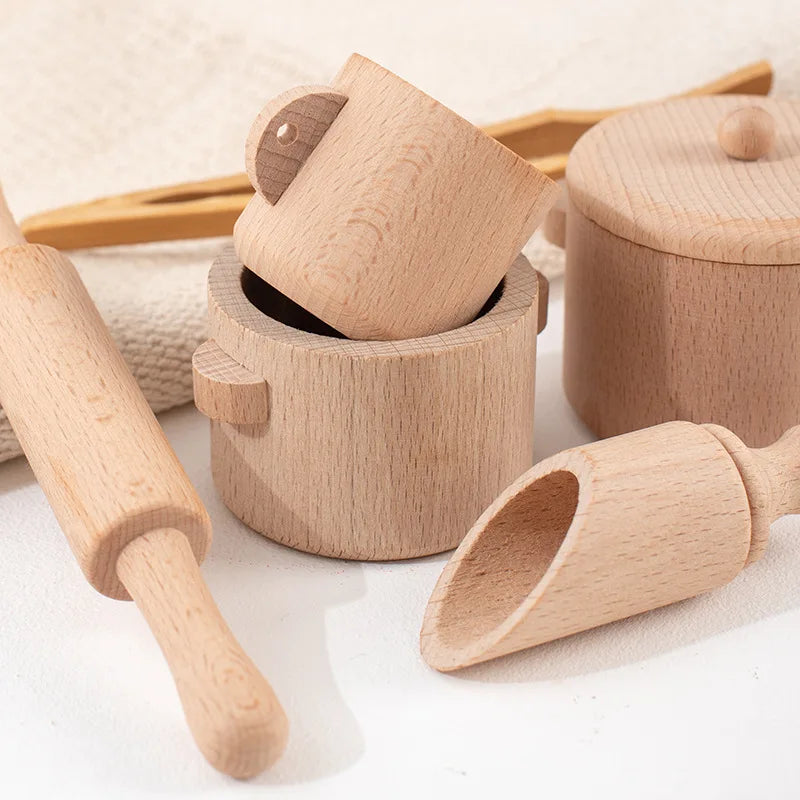 Wooden Simulated Kitchen & Tea Set