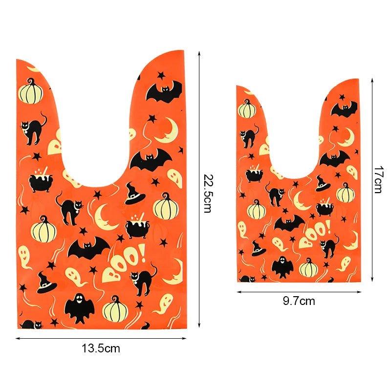 25/50pcs Halloween Cookies Candy Bags Trick Or Treat Ghost Pumpkin Rabbit Ear Snack Gifts Packing Bags For Halloween Party Decor