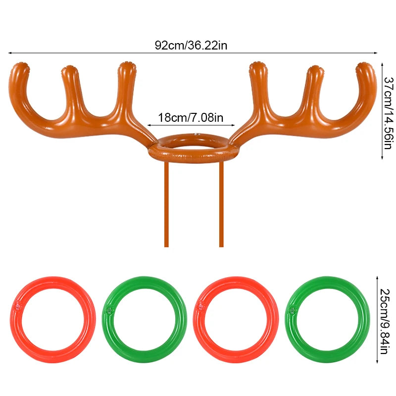 Christmas Inflatable Reindeer Antler Hat Ring Toss Game