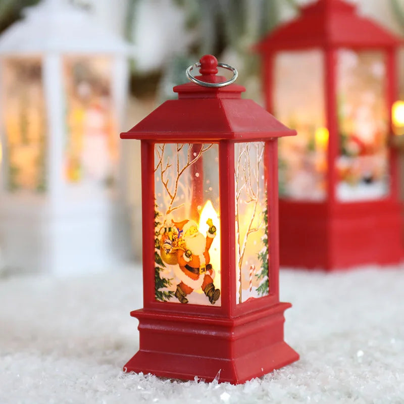 Santa Claus Snowman Lantern Light