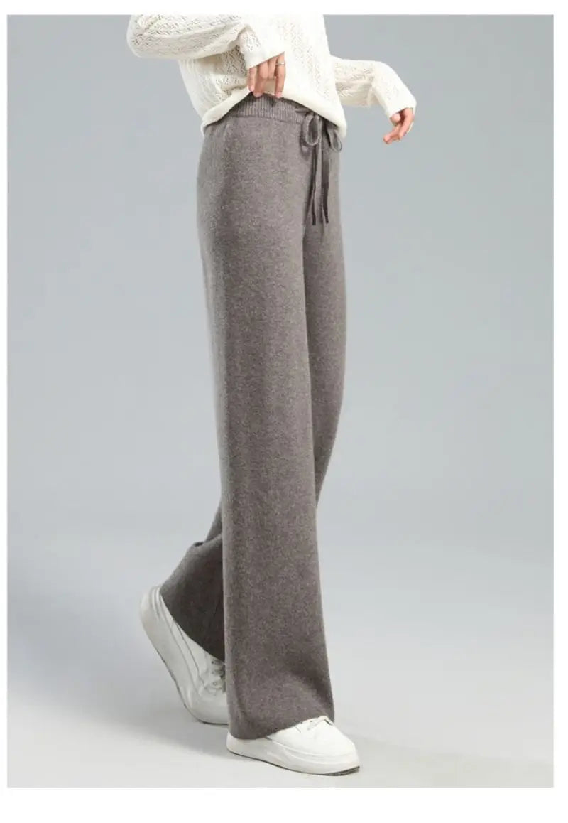 Women’s Thick Knitted High-Waist Straight Pants