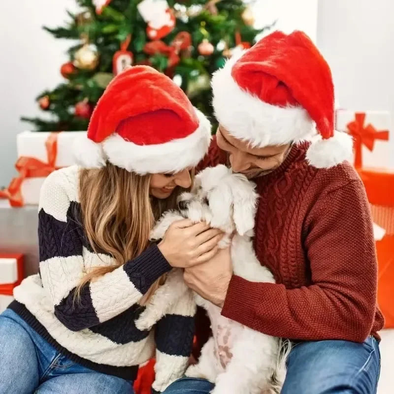 Plush Christmas Santa Hat for Adults & Kids