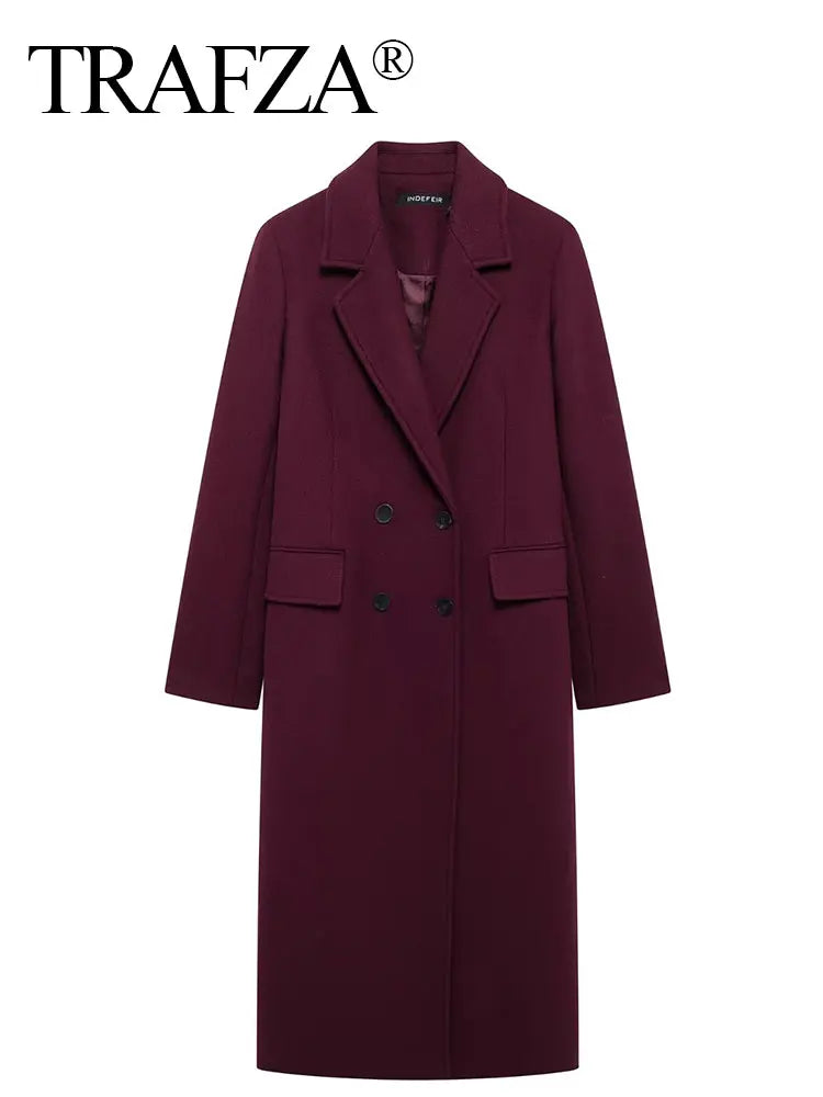 Women's Burgundy Woolen Coat