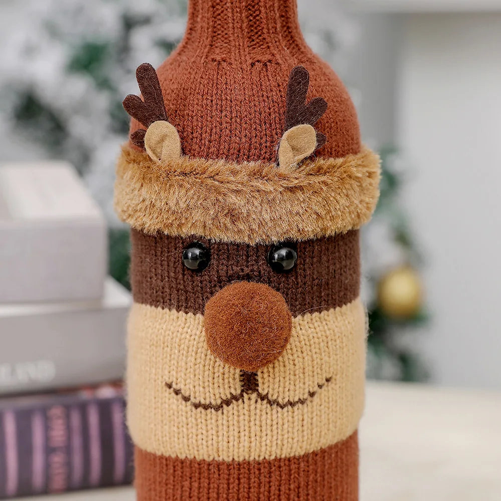 Christmas Santa Knitted Wine Bottle Case