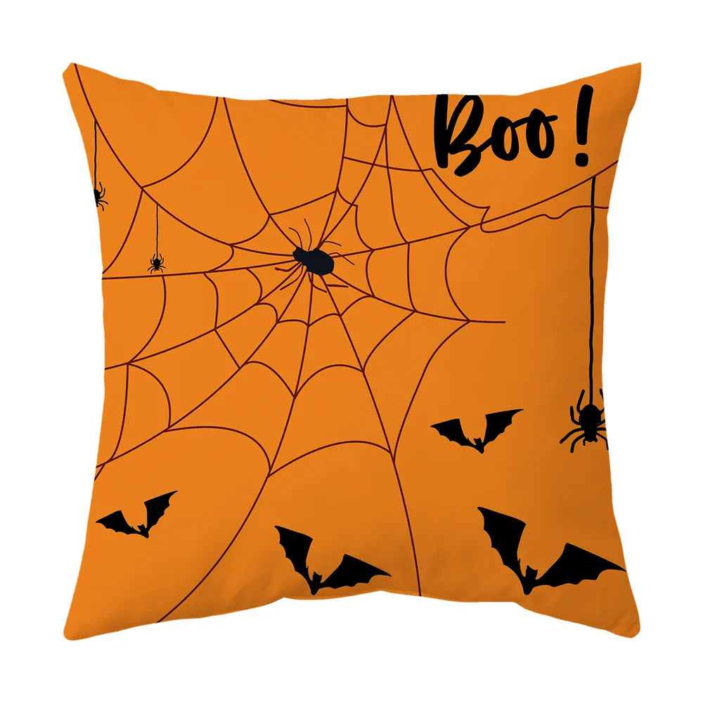 Halloween Horror Castle Spider Web Cushion Cover