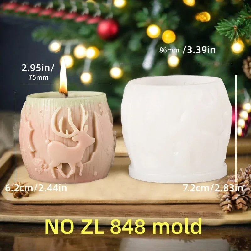 3D Christmas Tree & Elk Silicone Candle Mold