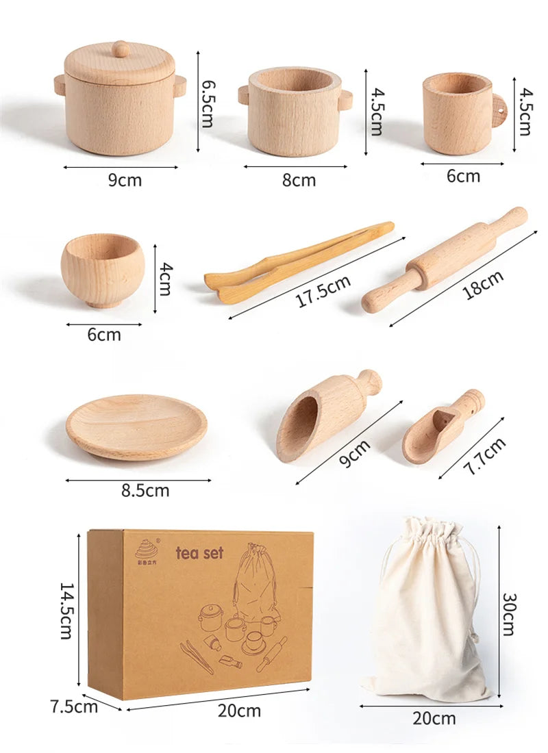 Wooden Simulated Kitchen & Tea Set