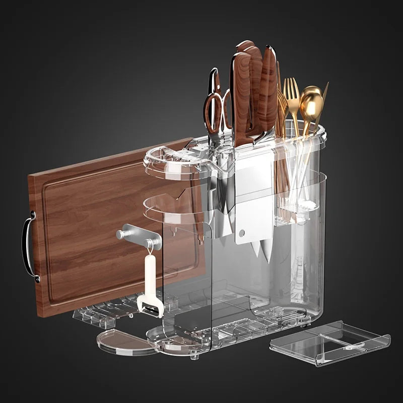 Multifunction Knife Holder Cutting Board Stand and Kitchen Utensil Organizer