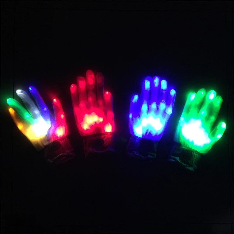 Colorful LED Skull Gloves