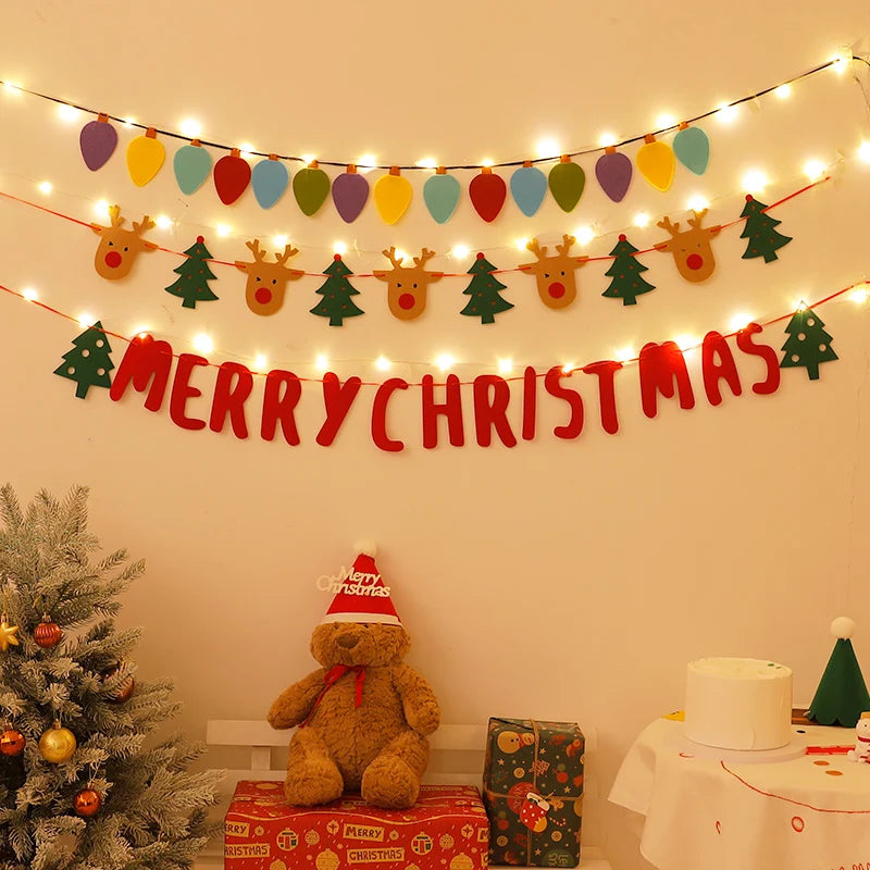 DIY Handmade LED String Light Christmas Banner