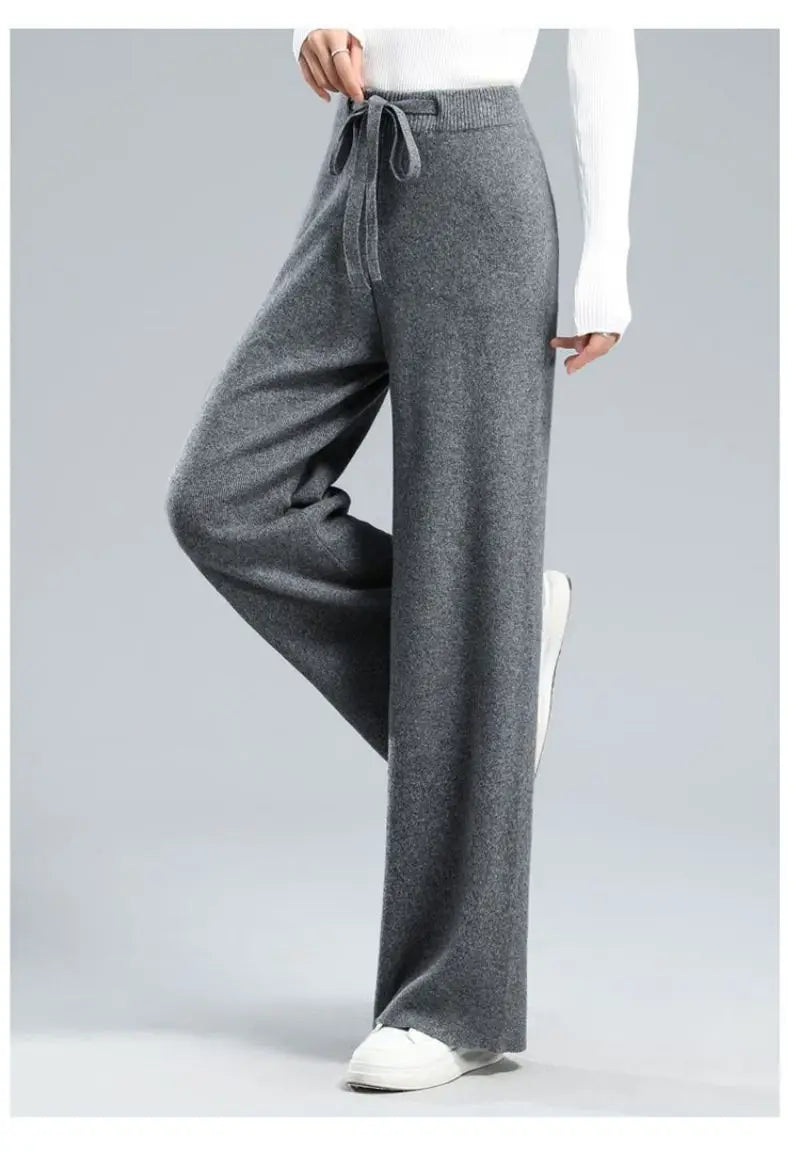 Women’s Thick Knitted High-Waist Straight Pants