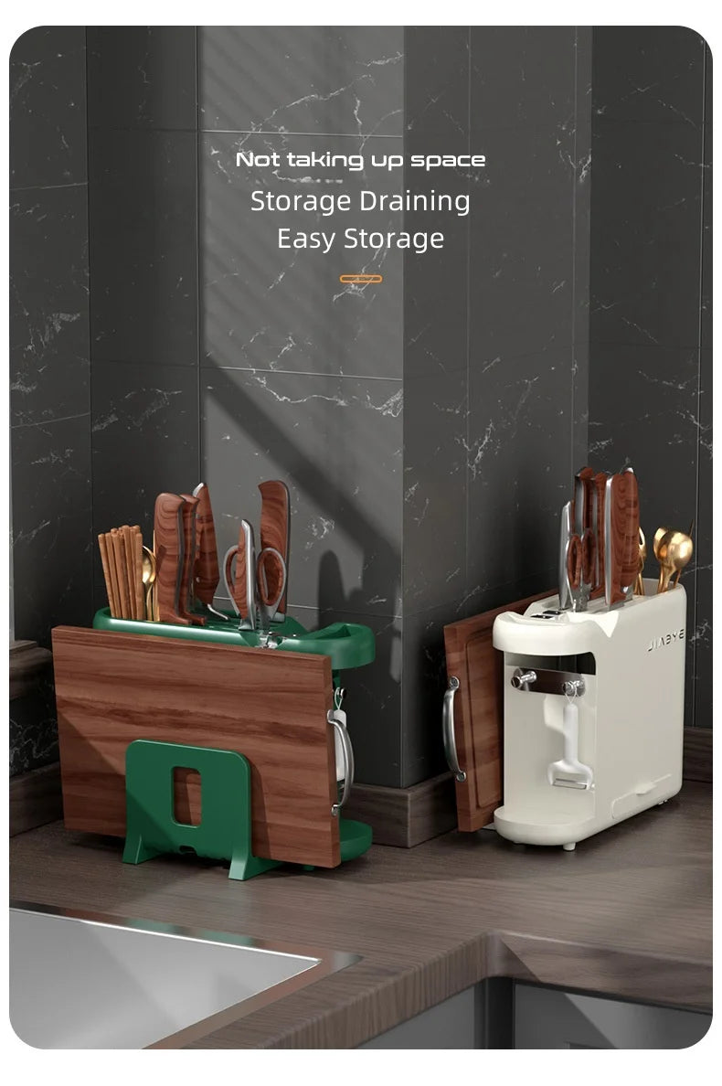 Multifunction Knife Holder Cutting Board Stand and Kitchen Utensil Organizer