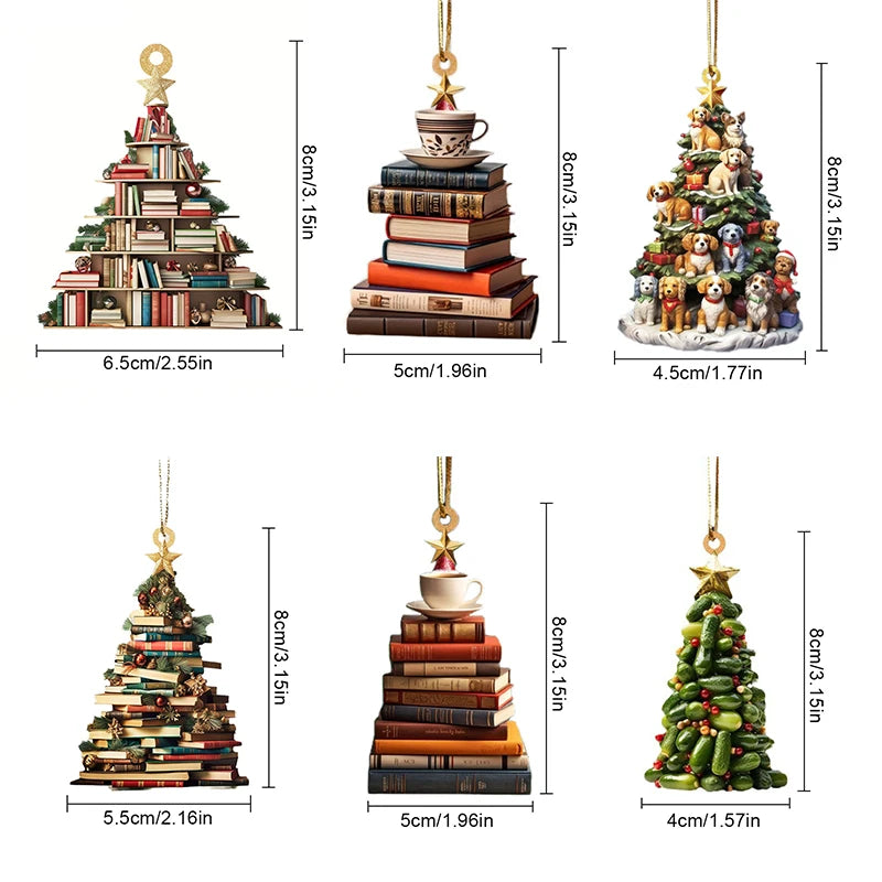 Christmas Book & Coffee Cup Acrylic Hanging Ornament