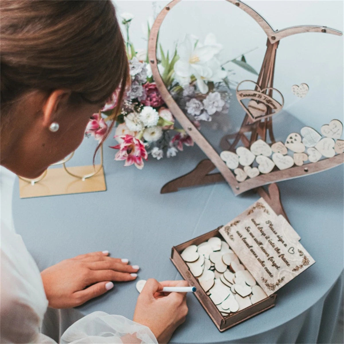Personalized Wood Guest Book Alternative Wedding & Bridal Shower Table Decor