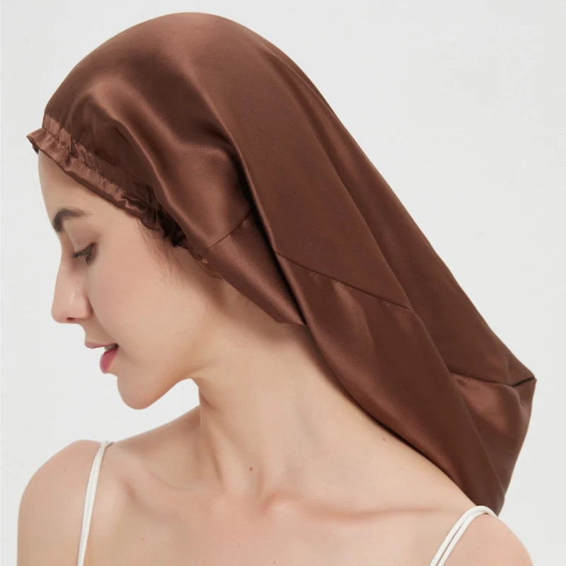 Silk Long Hair Wrap Bonnet  Night Sleeping Cap