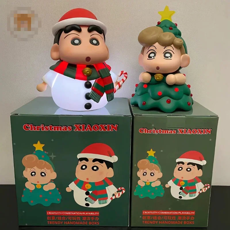 Shinnosuke & Himawari Christmas Crayon Shin-chan PVC Action Figures