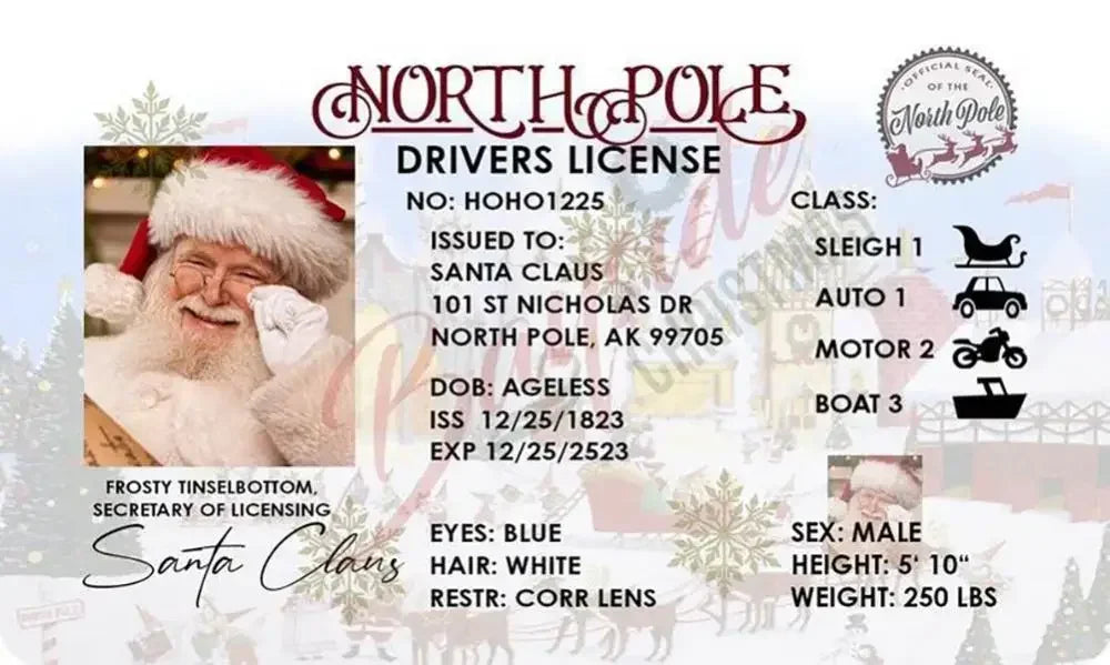 Santa Claus Flying License Christmas Card