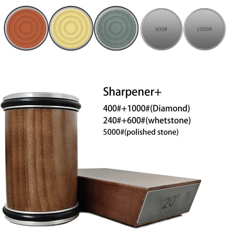 Rolling Knife Sharpener with Magnetic Holder & Diamond Sharpening Stone