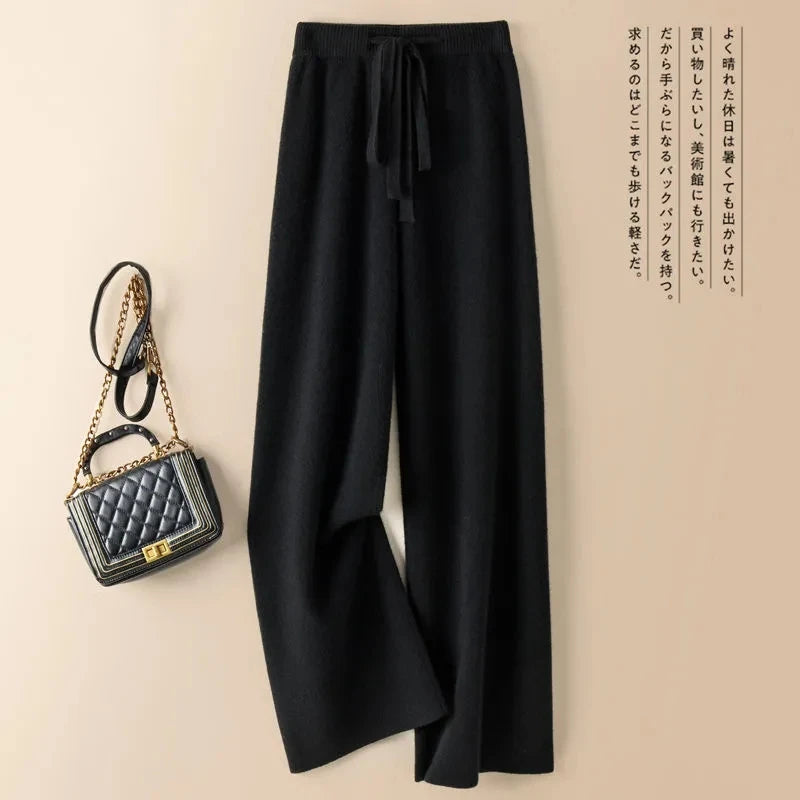 Women’s Thick Knitted High-Waist Straight Pants