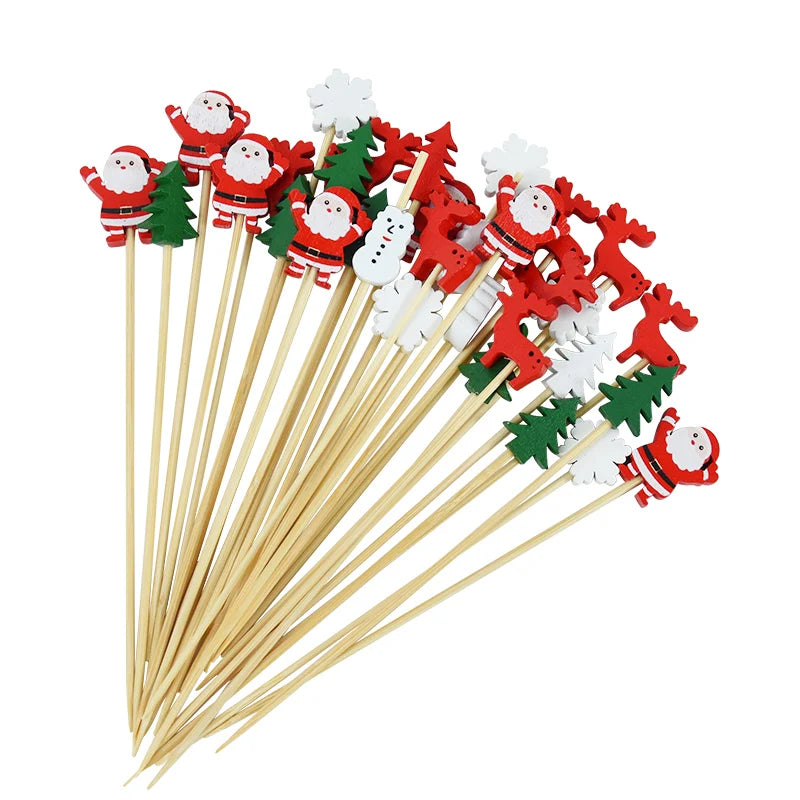 50Pcs Christmas Bamboo Food Picks